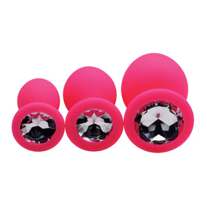 Pleasure 3 Piece Silicone Anal Plugs with Gems