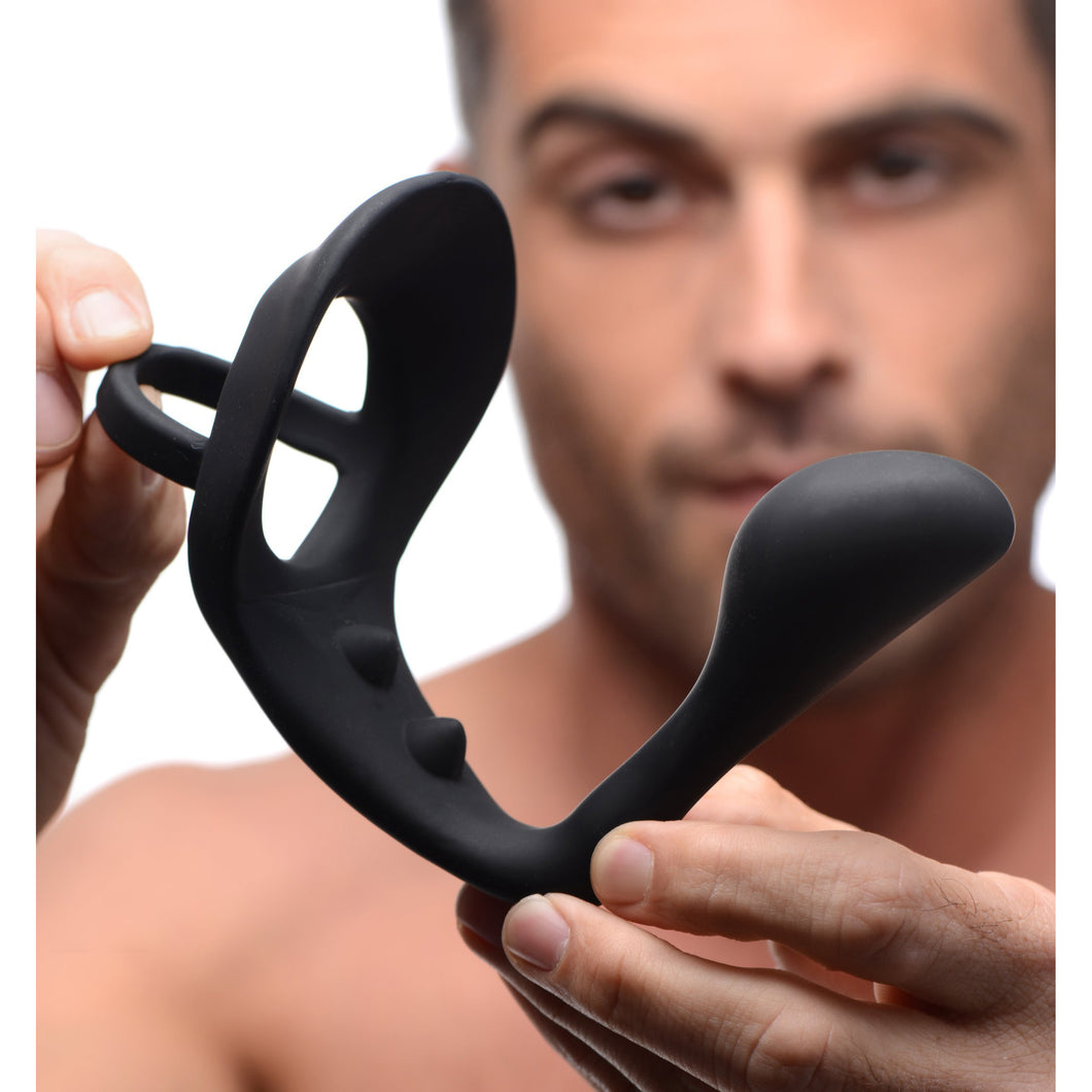 Excursion Silicone Triple Stim Anal Plug with Cock and Ball Ring