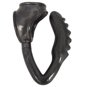 The Duke Cock and Ball Ring with Anal Plug - Pewter
