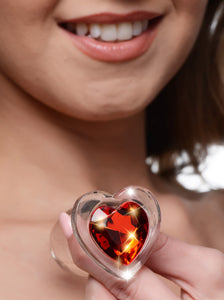 Heart Gem Glass Anal Plug - Large