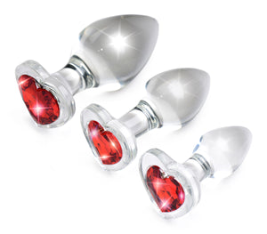 Heart Gem Glass Anal Plug Set