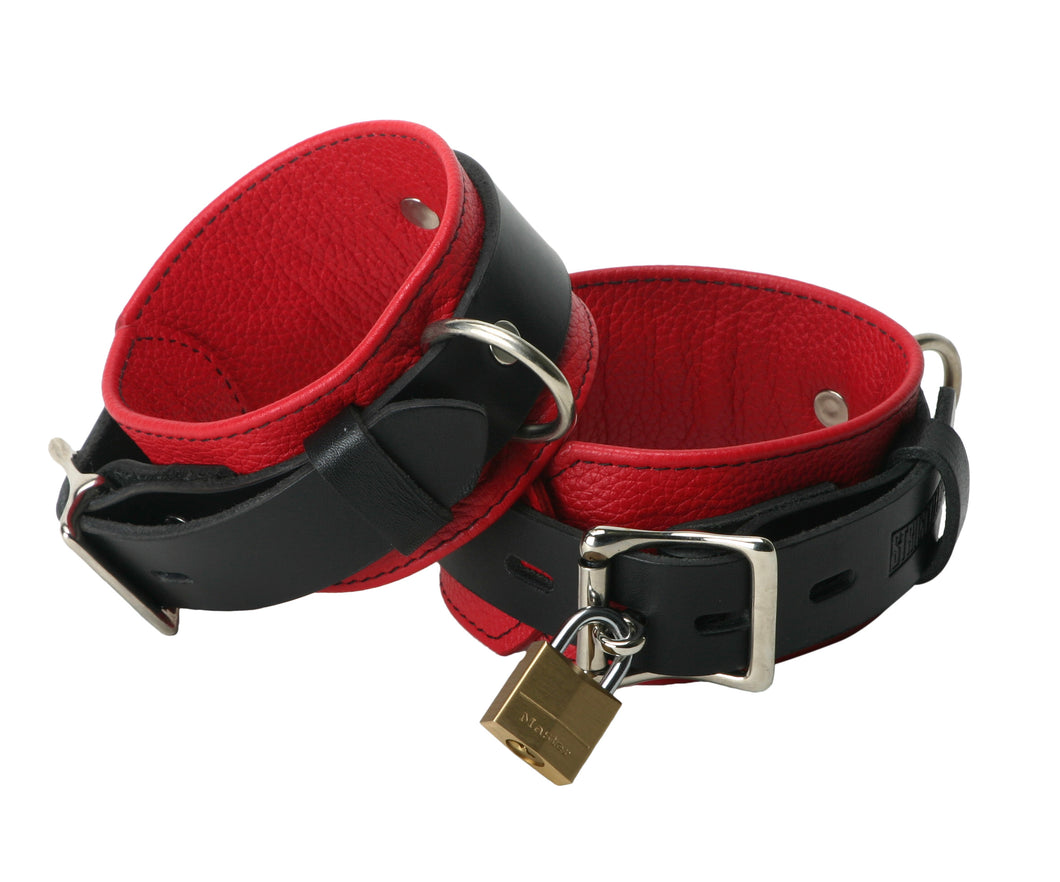 Strict Leather Deluxe Black and  Locking Wrist Cuffs